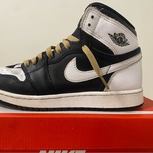 Nike Black and White High-Top Sneakers with Tan Laces